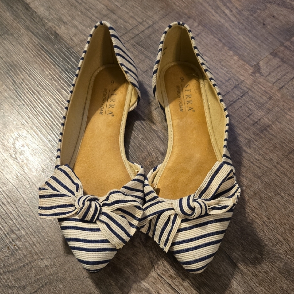NEW Sierra Striped Flats with Bow Accent